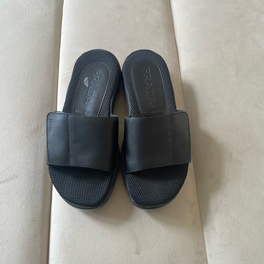 Prada Black Slides Chunky Vibram Sandals
